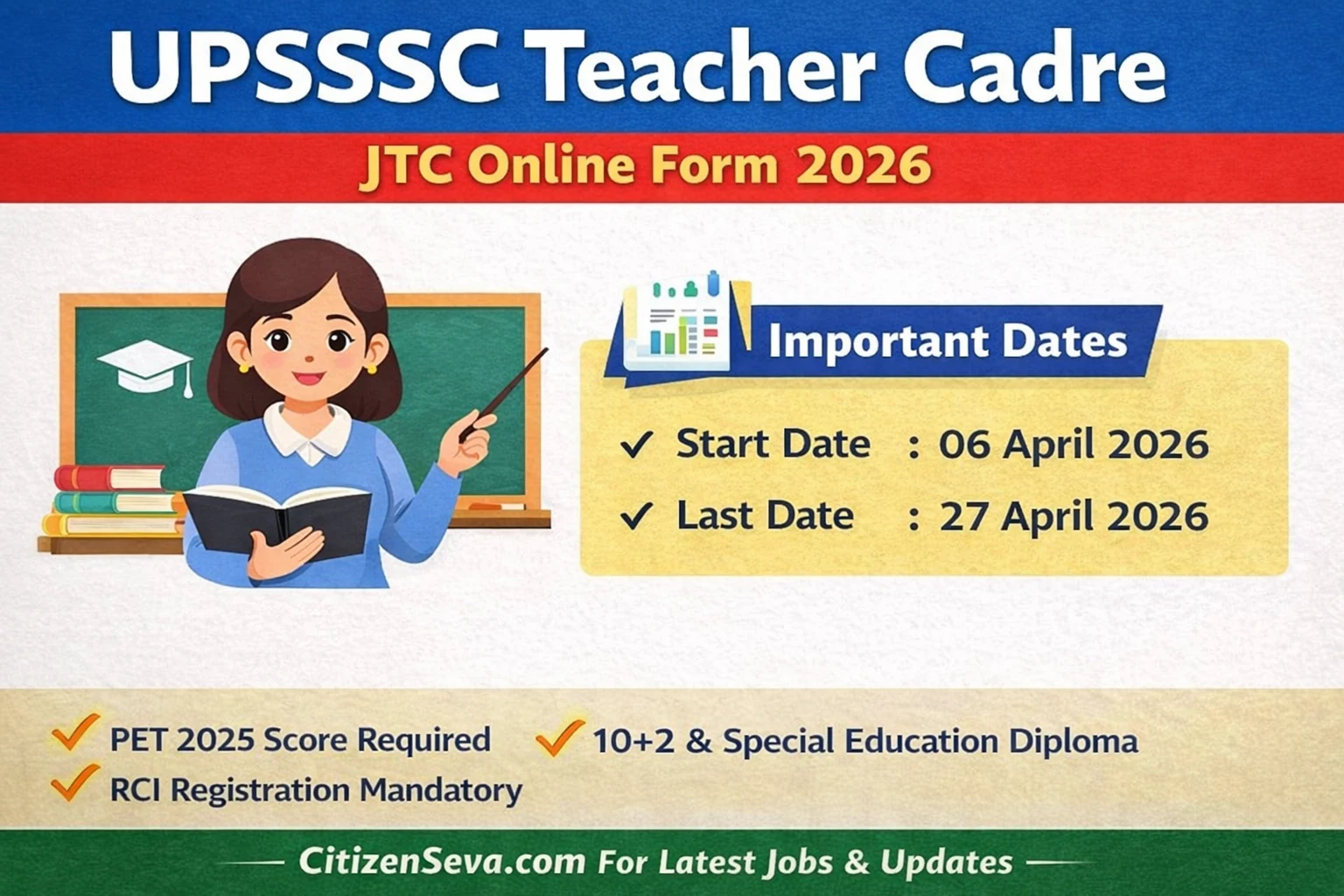 UPSSSC Teacher Cadre JTC Recruitment 2026